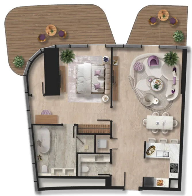 Taj Wellington Mews 1 bed floor plan, 1,344 sqft