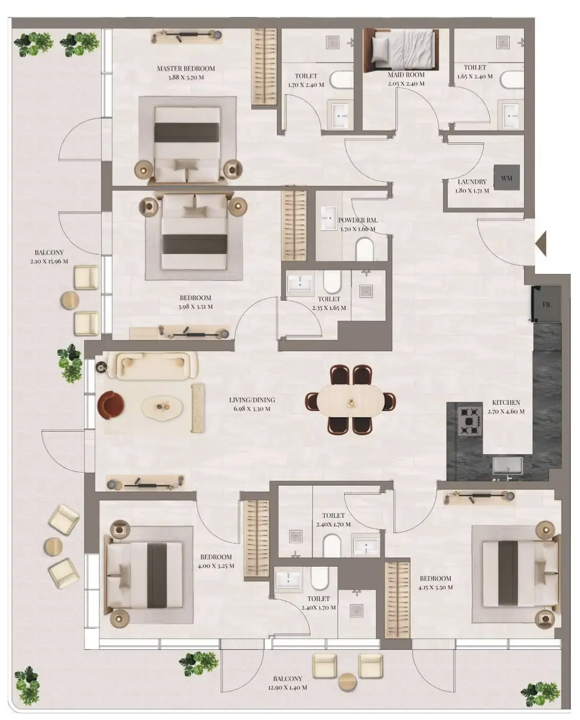 Rivo 4 bed floor plan, 2,195 sqft