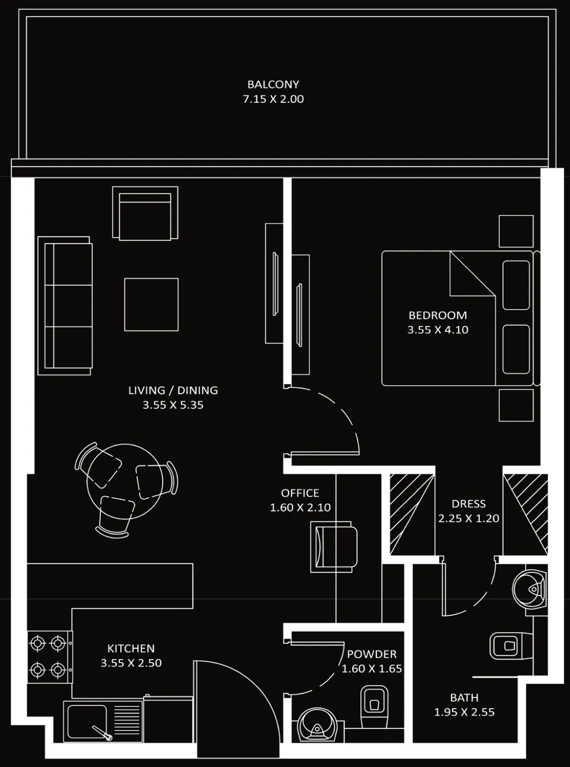 Diamondz 1 bed floor plan, 746 sqft