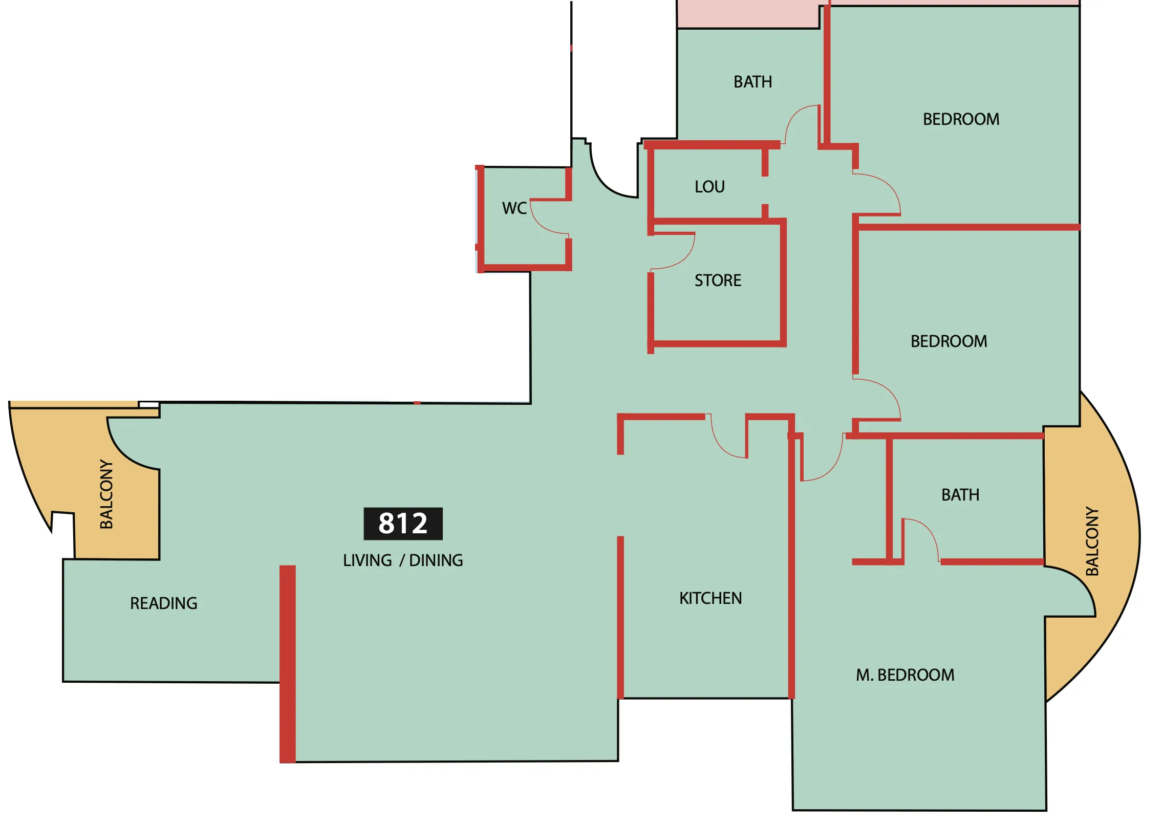 Paradise View 1 3 bed floor plan, 1,848 sqft