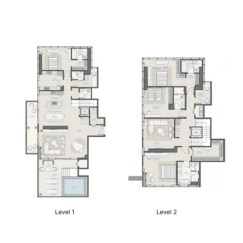 Avenue Park Towers 1 at Wasl 1 4 bed floor plan, 4,490 sqft