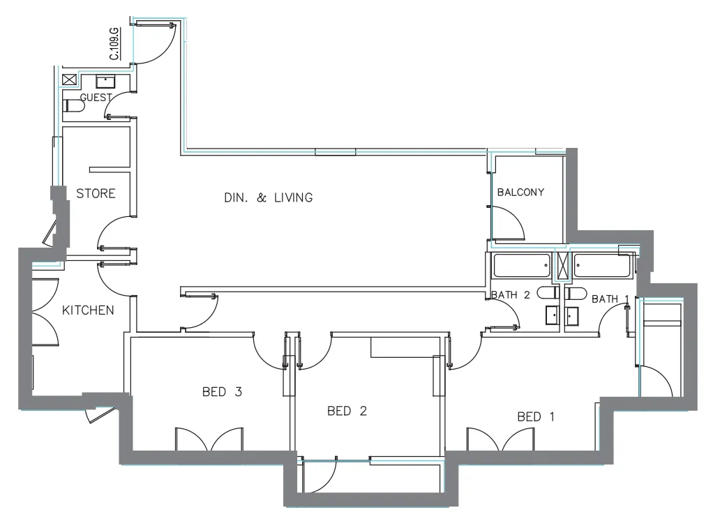 Janayen Avenue 3 bed floor plan, 1,846 sqft