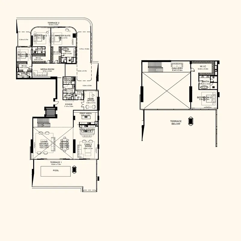 Orla Infinity Dorchester Collection 4 bed floor plan, 10,527 sqft