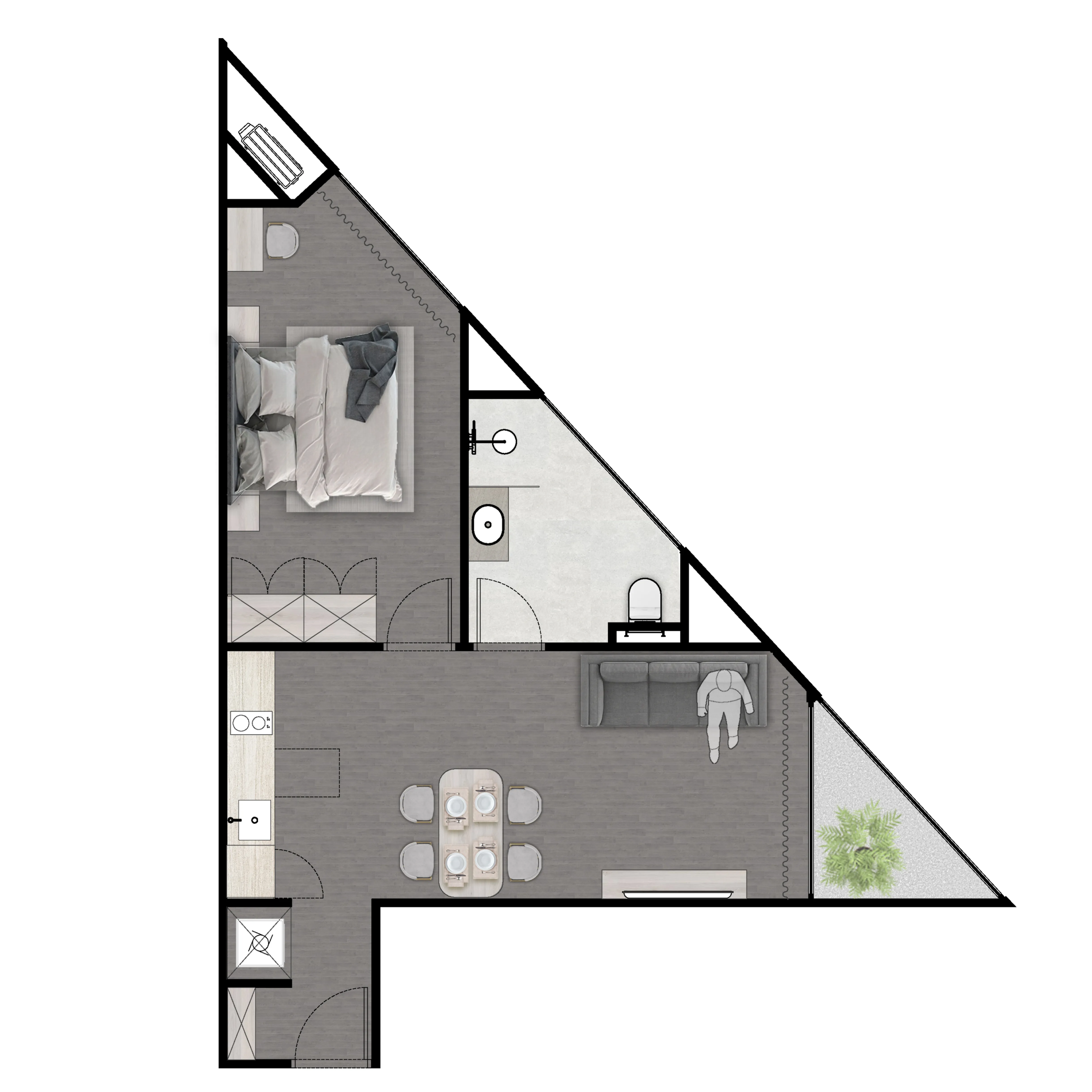 Next Point Condominium 1 bed floor plan, 603 sqft
