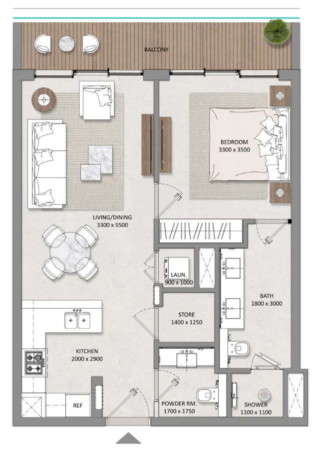 Mayfair Nexus 1 bed floor plan, 804 sqft
