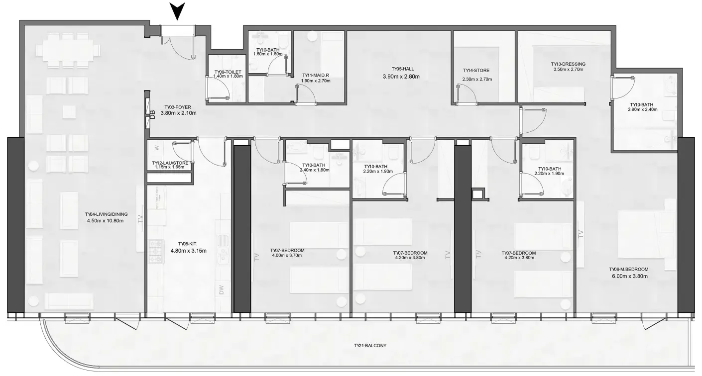 Joud Tower 4 bed floor plan, 3,395 sqft