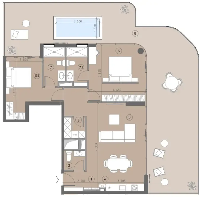 House of WELL 2 bed floor plan, 2,208 sqft