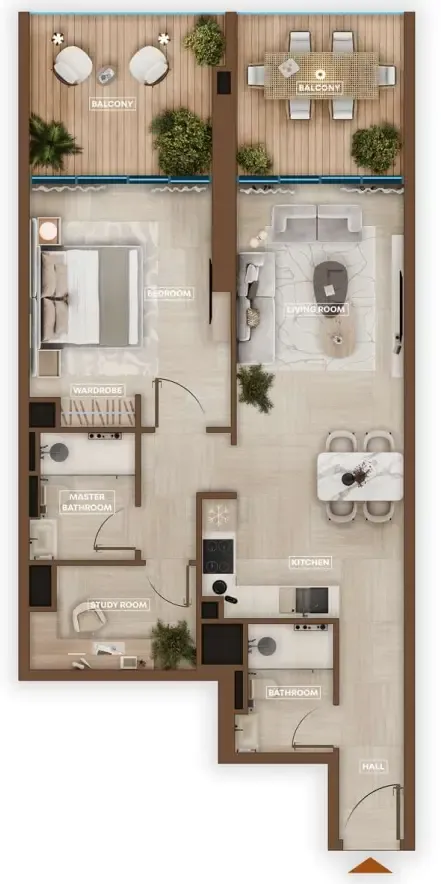 Sky Hills Astra 1 bed floor plan, 1,024 sqft