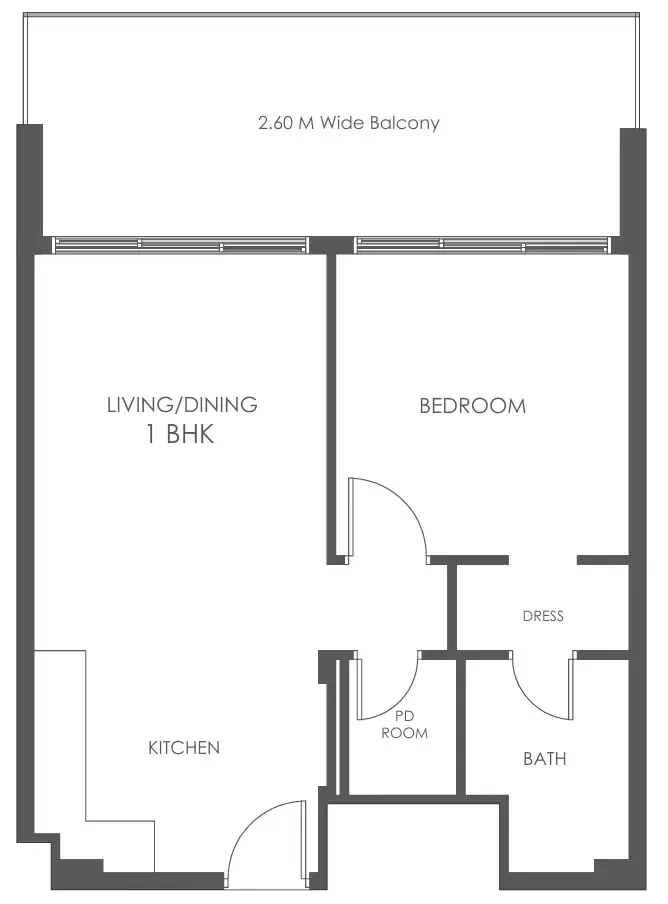 Al Haseen Residences 5 1 bed floor plan, 744 sqft