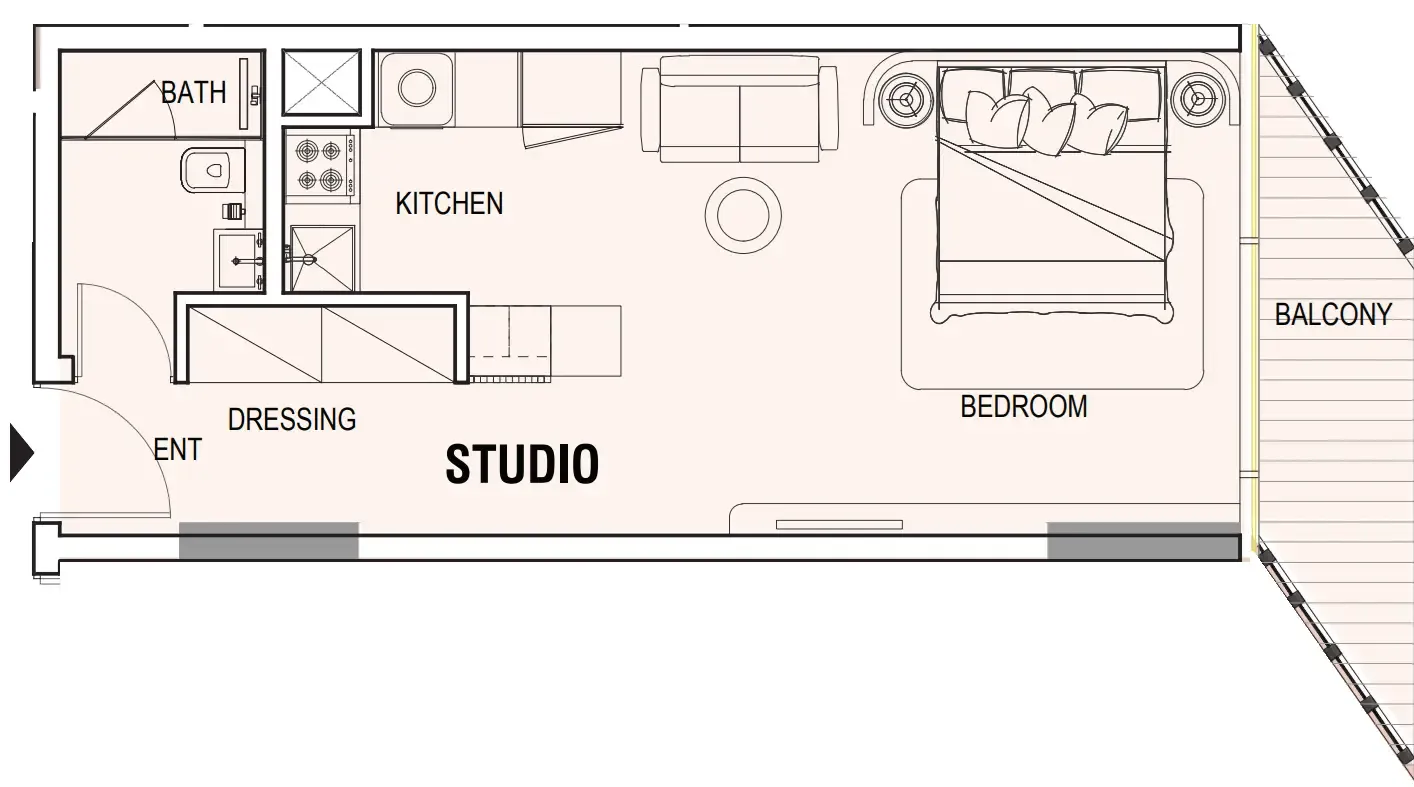 Tresora by Wadan Studio floor plan, 454 sqft