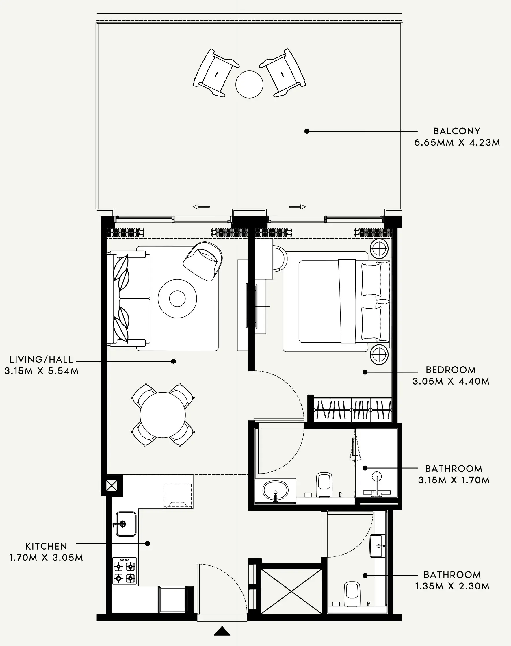 Azizi Venice 1 bed floor plan, 920 sqft