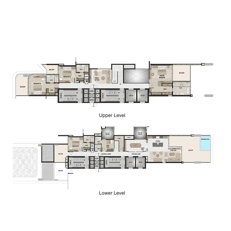 Vitalia Palm Jumeirah Residences 4 bed floor plan, 4,498 sqft