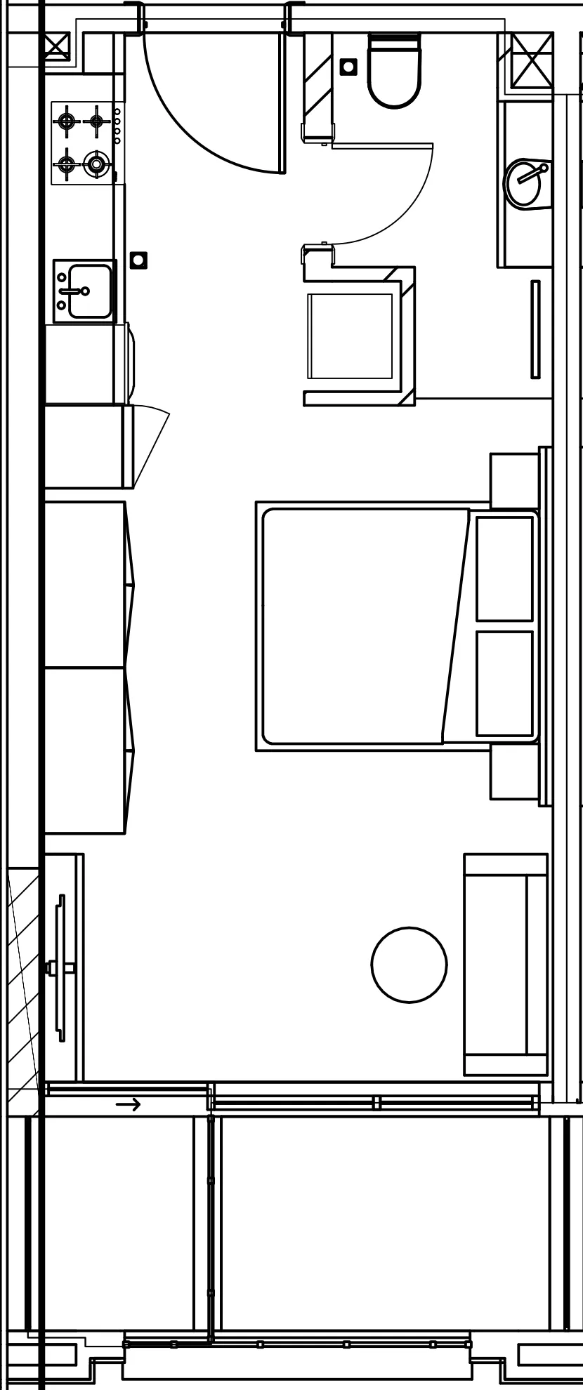 Berkeley Square Studio floor plan, 363 sqft