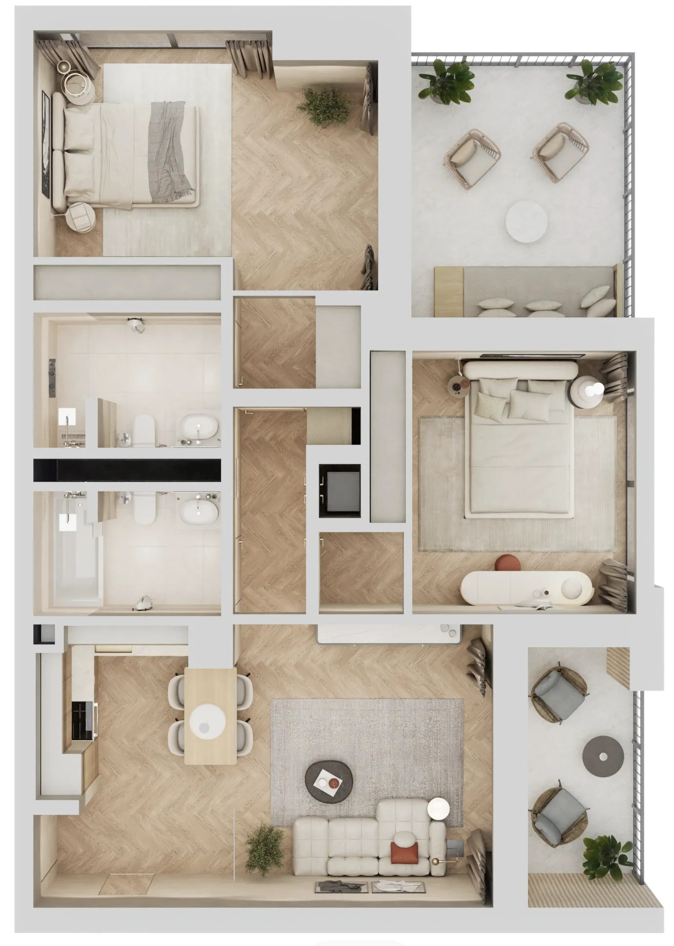 Arisha Terraces 2 bed floor plan, 1,107 sqft