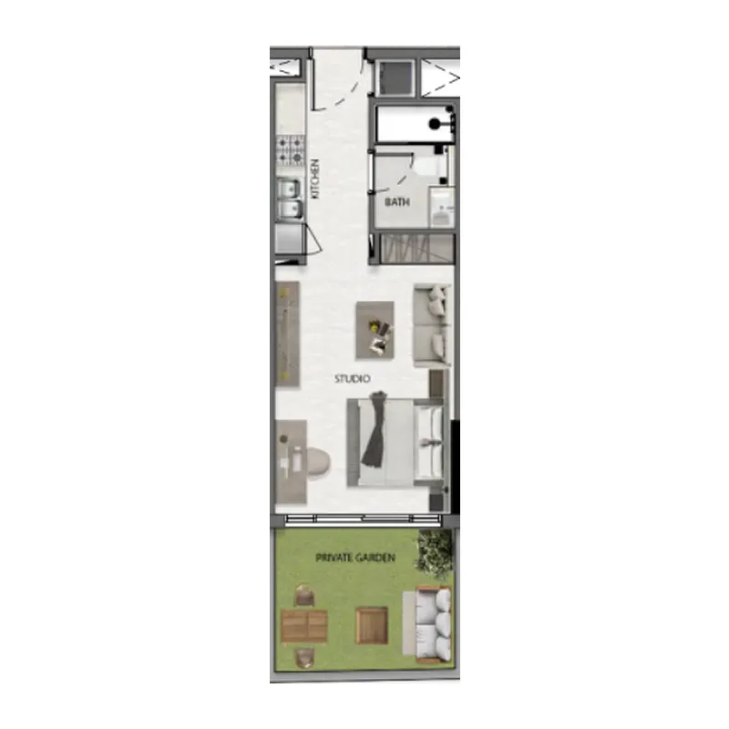 Avana Residences Studio floor plan, 457 sqft
