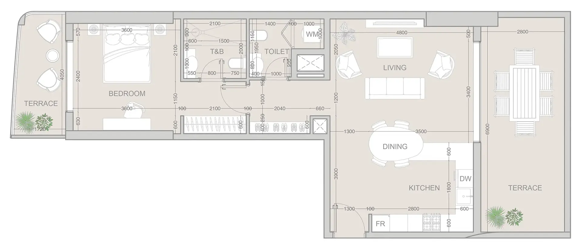 V1VID Tower 1 bed floor plan, 1,120 sqft