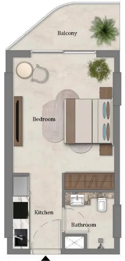 Mirari Lagoon by Zoya Studio floor plan, 359 sqft