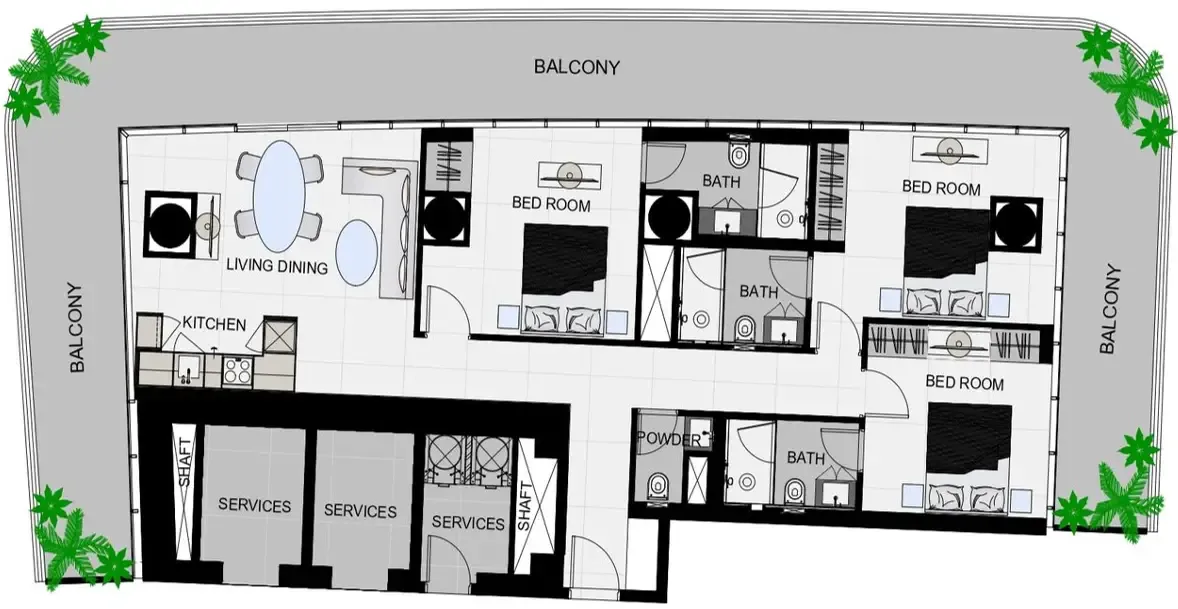 The Community Sports Arena 3 bed floor plan, 2,052 sqft