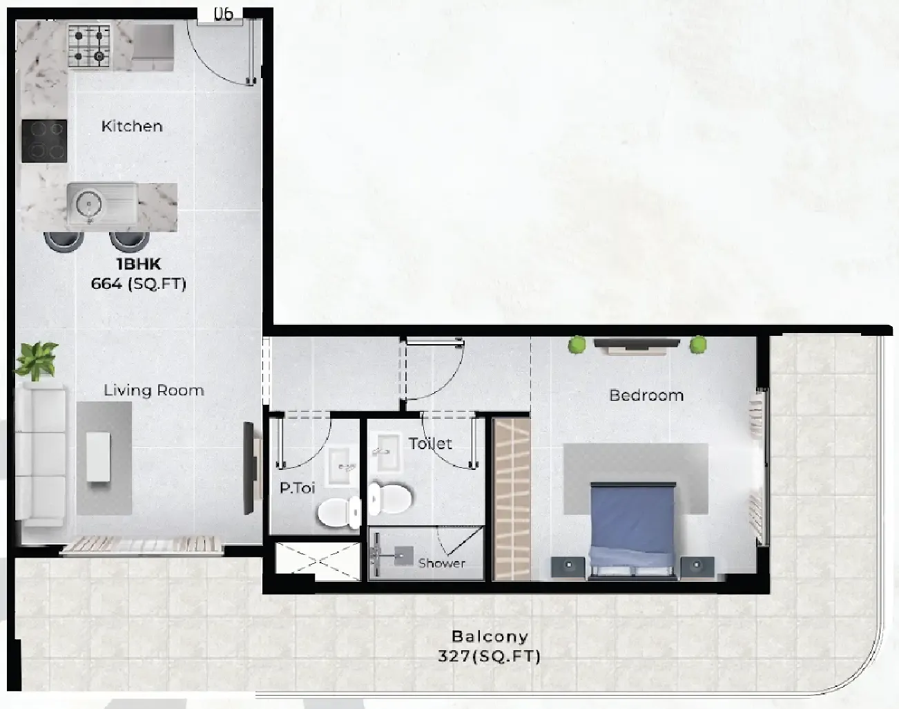 Chapter 02 by Newbury 1 bed floor plan, 991 sqft
