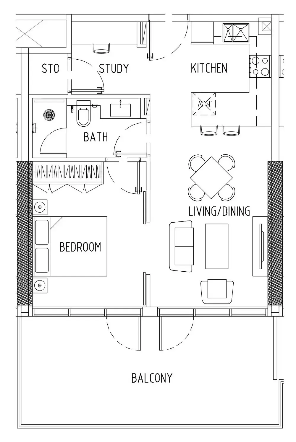 Damac District 1 bed floor plan, 691 – 784 sqft
