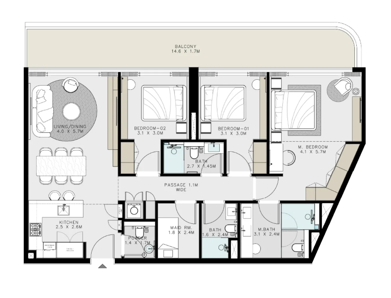 Cove Grand 3 bed floor plan, 1,604 sqft