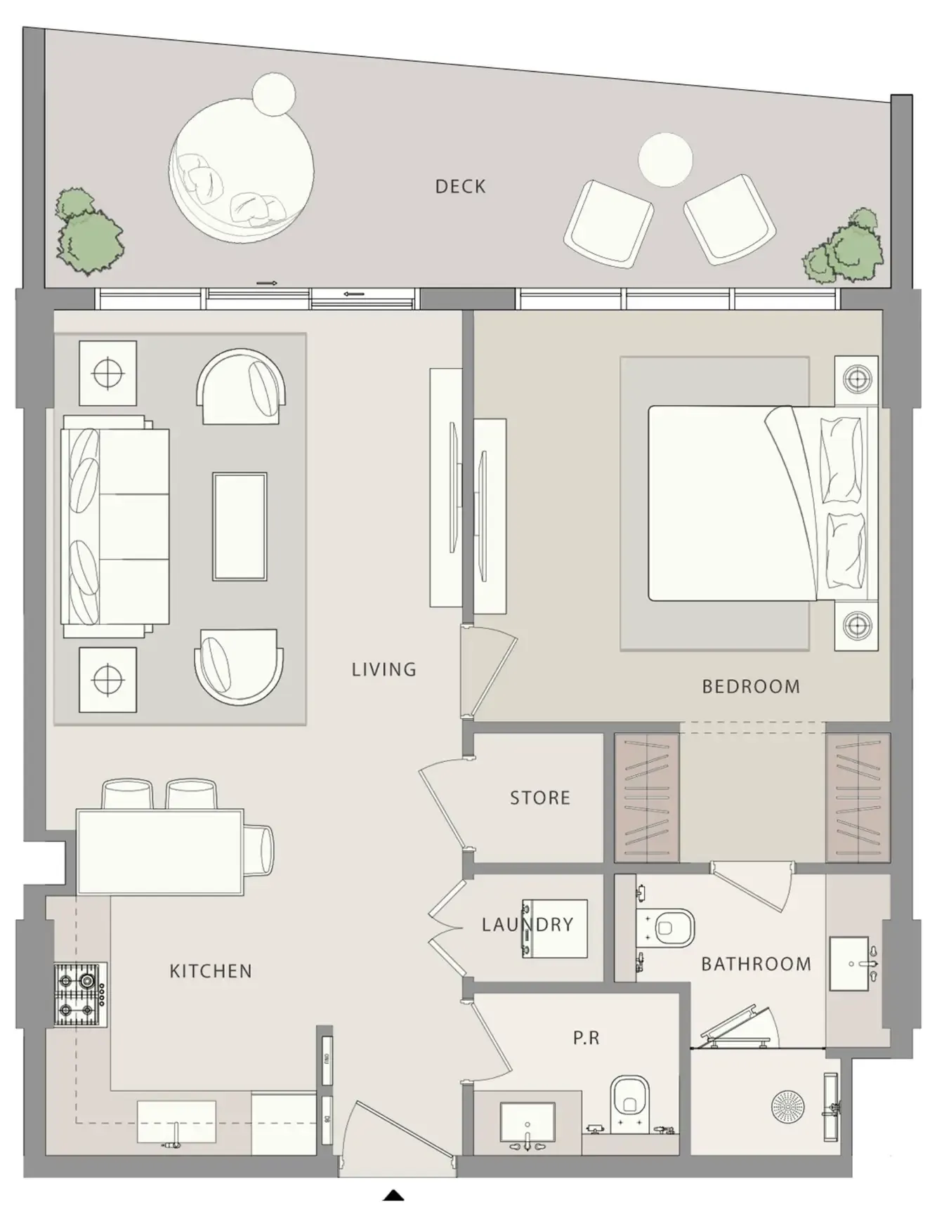 Uno-Luxe 1 bed floor plan, 861 sqft