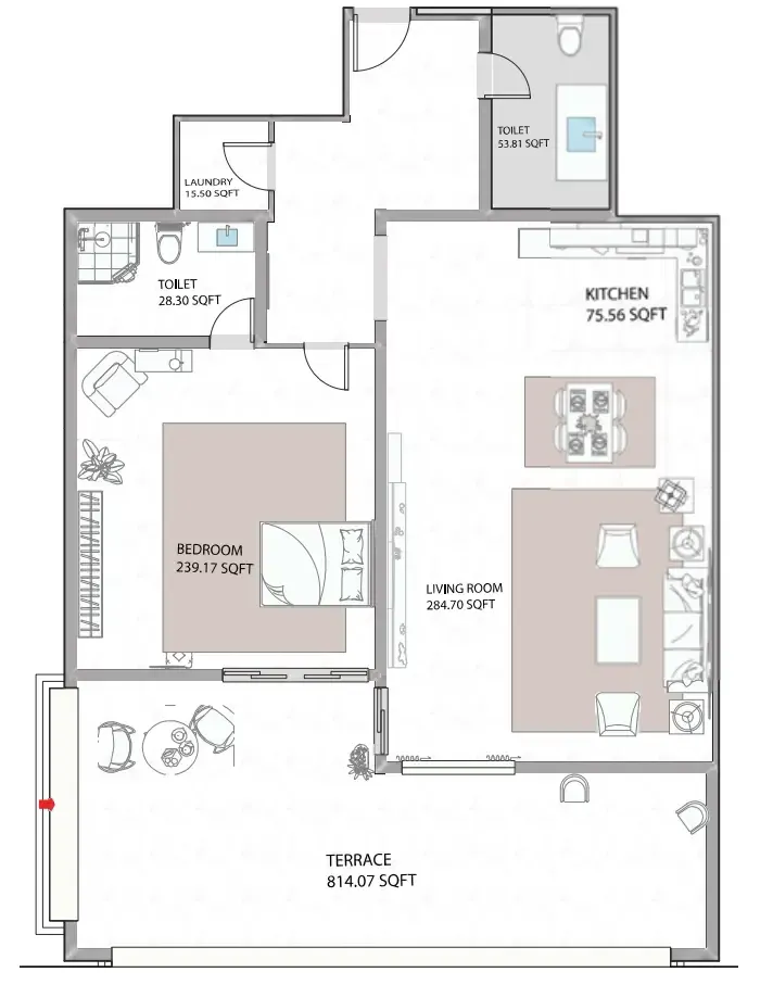 Ajman Creek Towers 1 bed floor plan, 2,277 sqft
