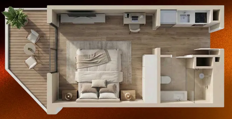 09 Life Residences Studio floor plan, 437 – 460 sqft