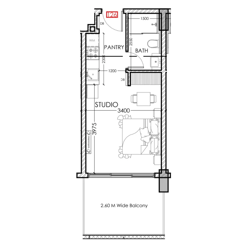Al Haseen Residences 5 Studio floor plan, 383 sqft