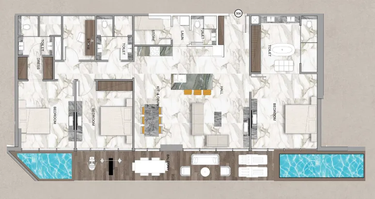 Sky Vista 3 bed floor plan, 2,170 sqft