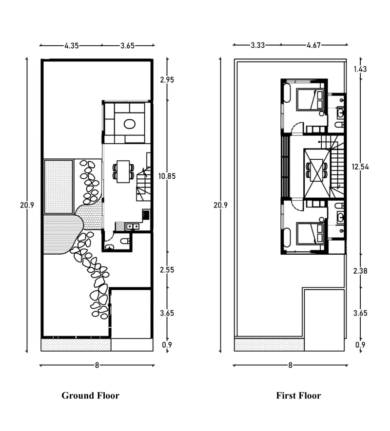 Vasana Residence 2 bed floor plan, 1,130 sqft