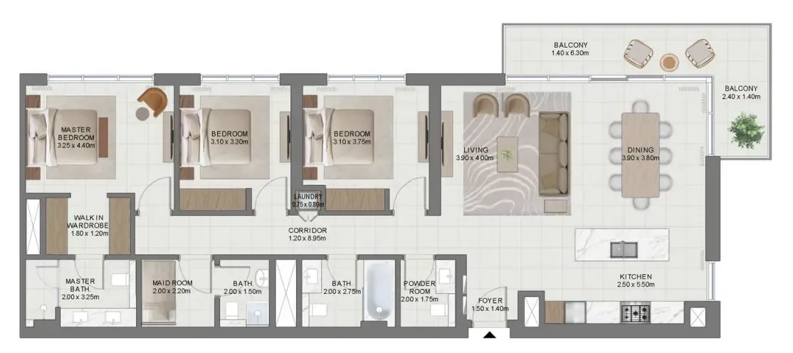 Golf Hills 2 3 bed floor plan, 1,739 sqft