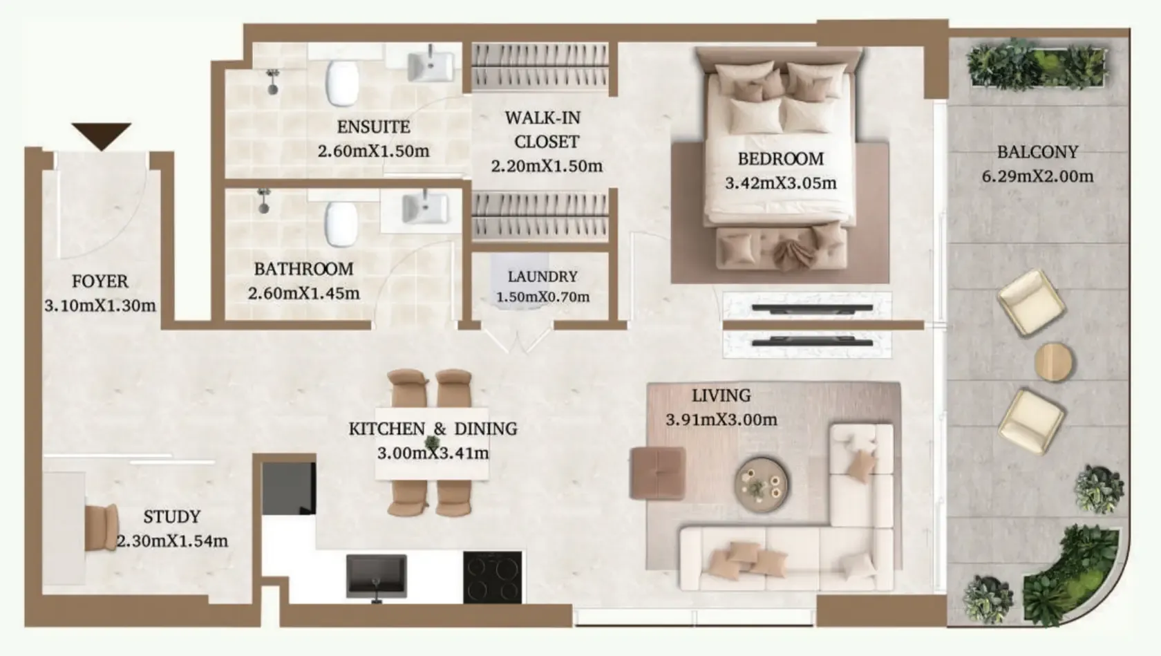Arthouse Residences by Cledor 1 bed floor plan, 781 sqft