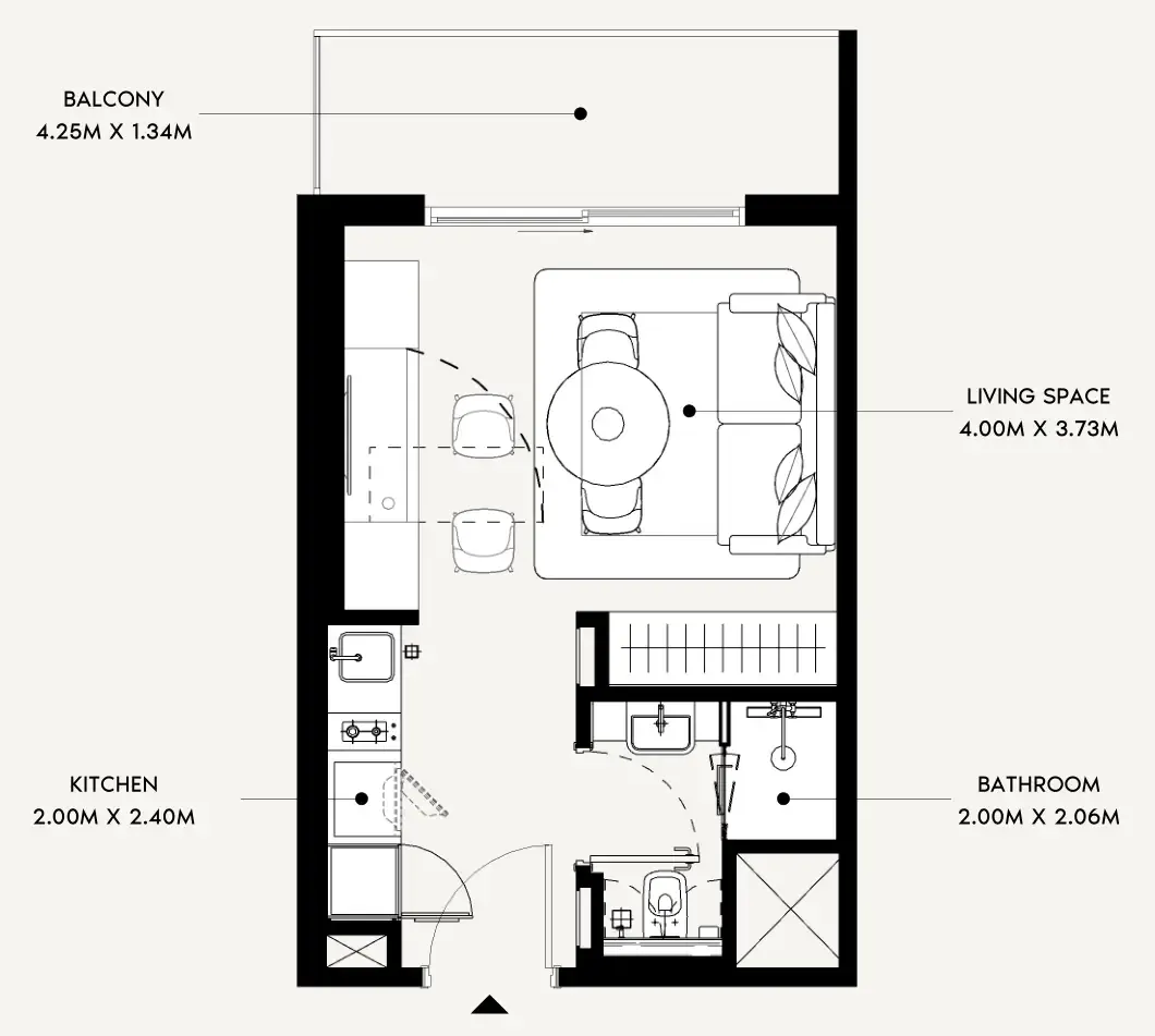 Azizi Leily Studio floor plan, 349 sqft