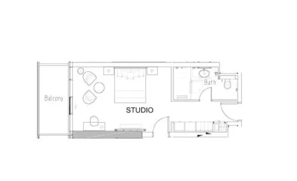 Damac Hills - Radisson Dubai Studio floor plan, 495 sqft