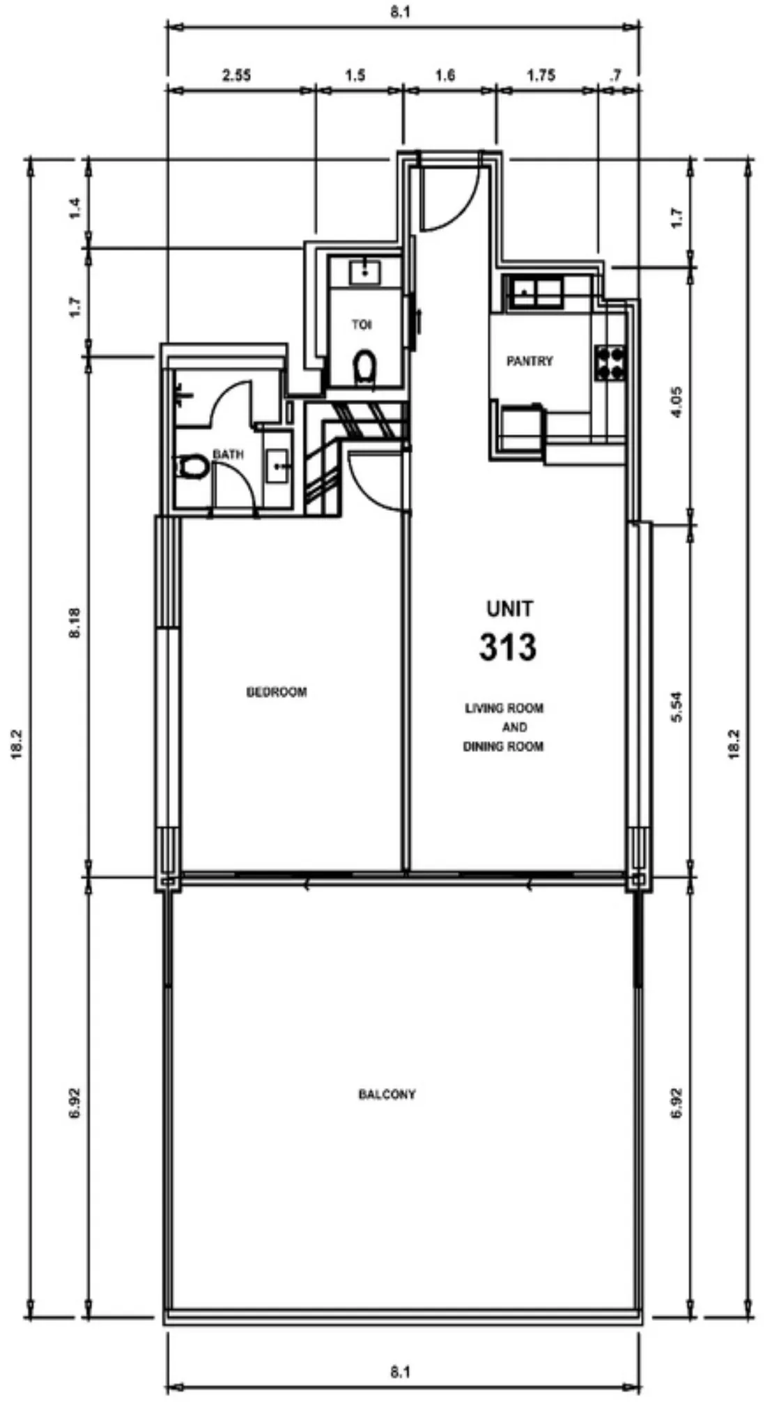 SOL Bay 1 bed floor plan, 1,410 – 1,434 sqft