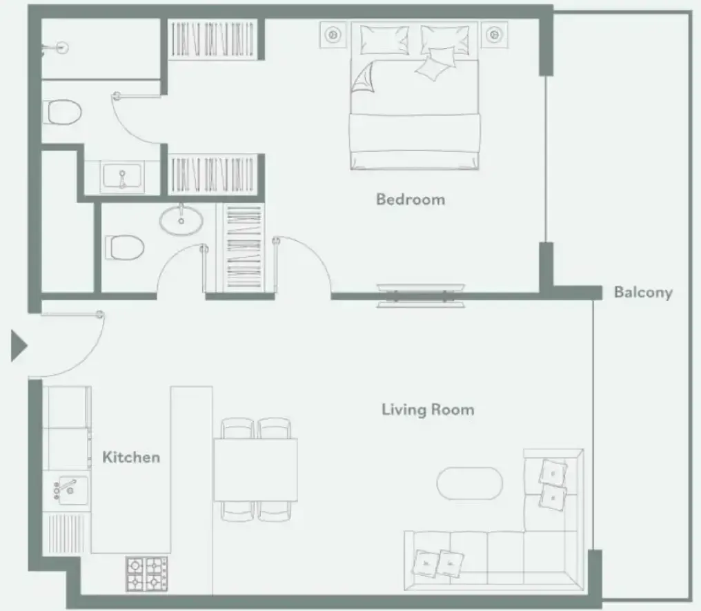 Luma Park Views 1 bed floor plan, 838 sqft