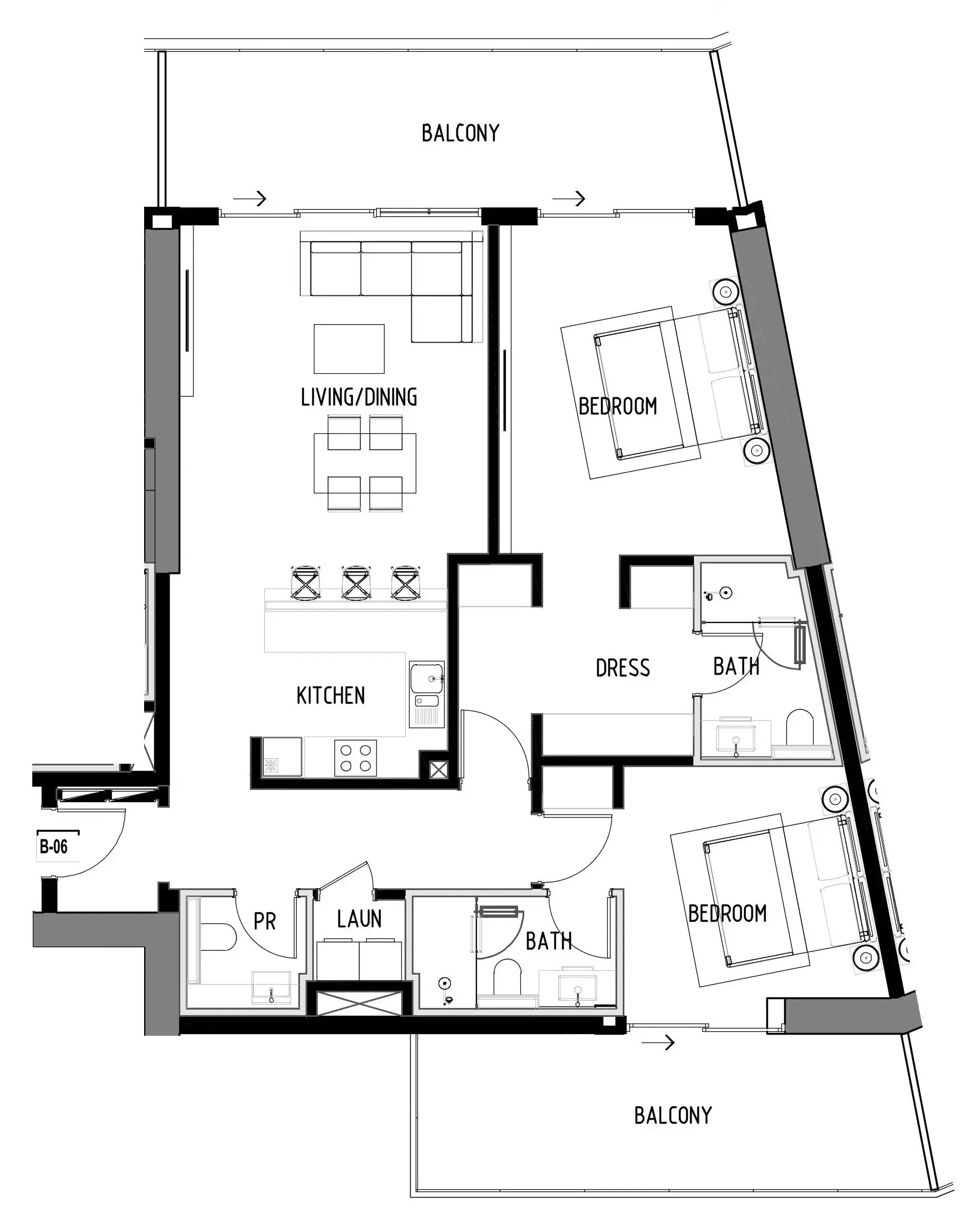Chelsea Residences 2 bed floor plan, 1,575 sqft