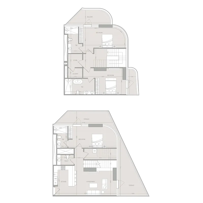 A1LA Residence 3 bed floor plan, 2,353 sqft