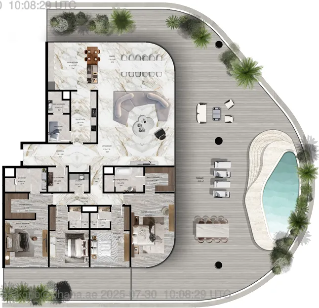 Jacob and Co Beachfront Living 4 bed floor plan, 8,277 sqft
