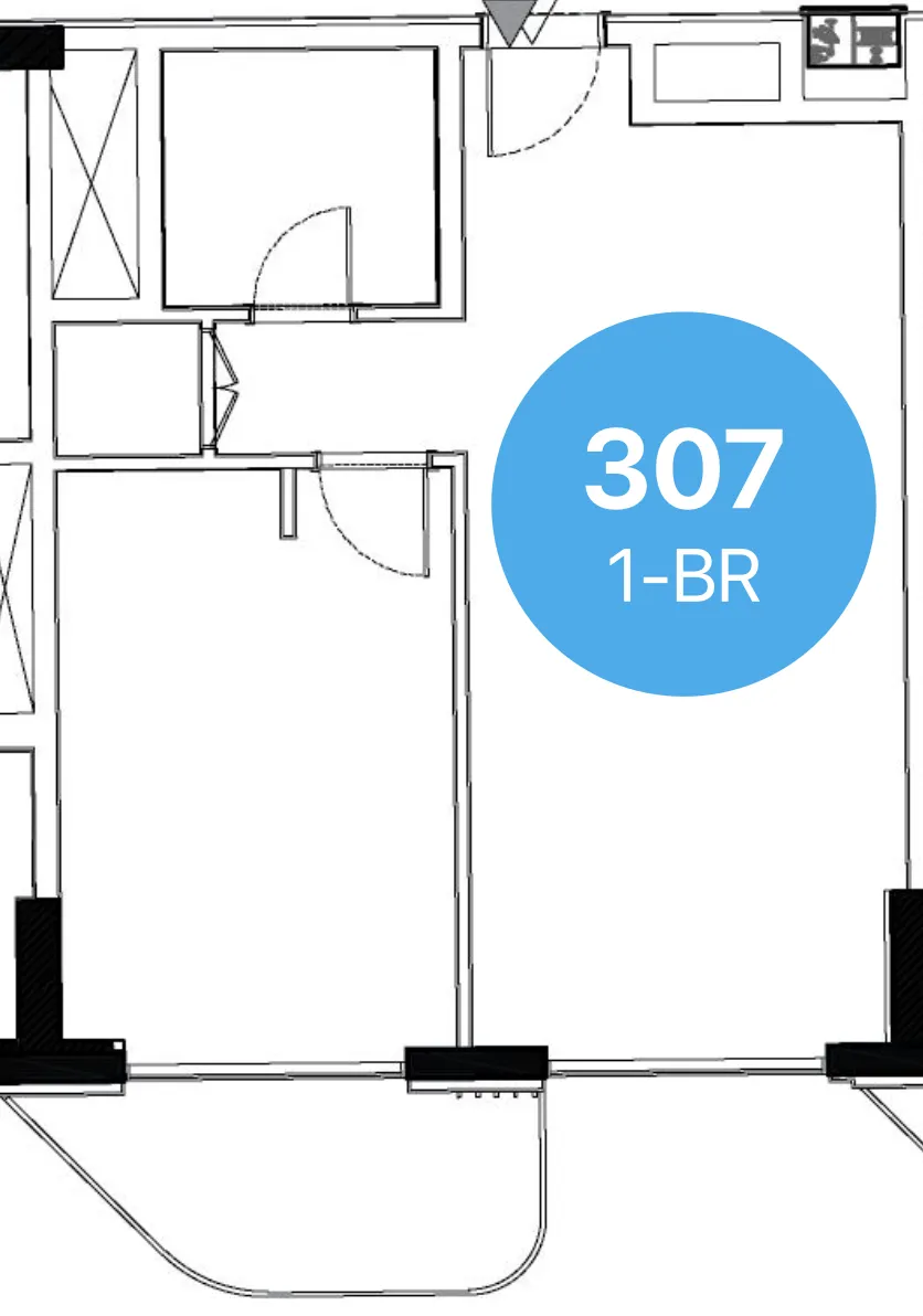Edgewater Residences 1, 2 and 3 1 bed floor plan, 789 sqft