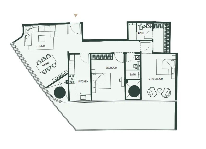 Binghatti Hills 2 bed floor plan, 1,461 sqft
