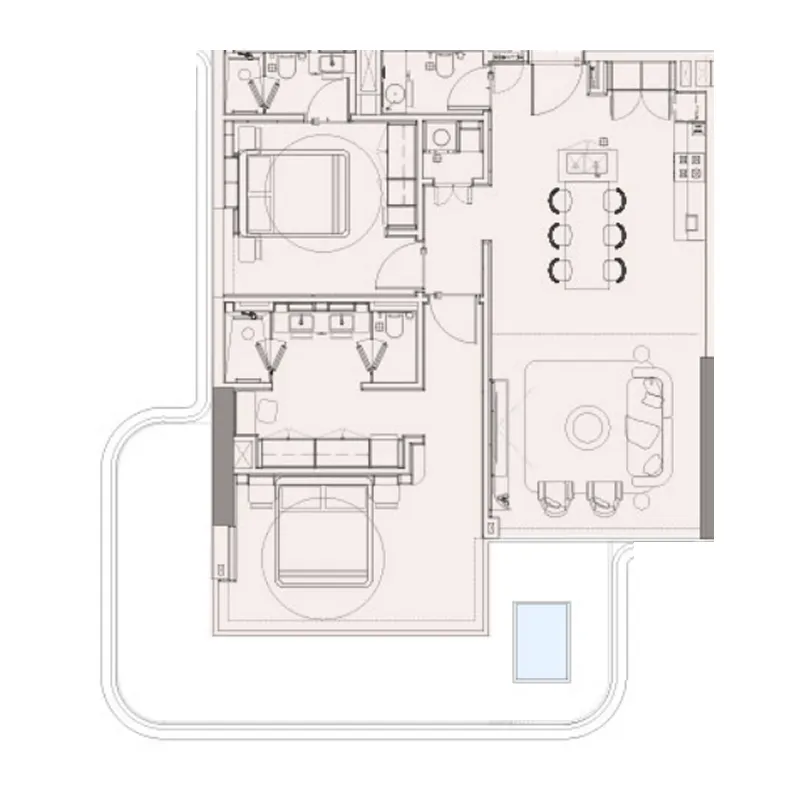 Sunset Bay 5 2 bed floor plan, 1,401 – 2,183 sqft