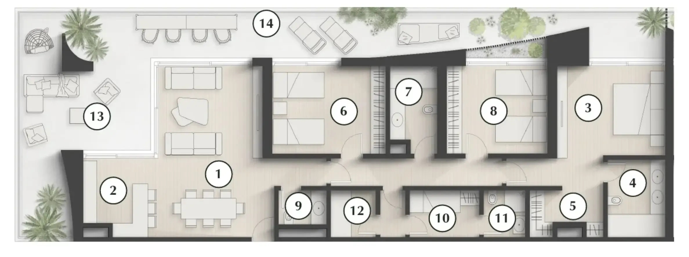 Lunaya Terraces 3 bed floor plan, 2,490 sqft