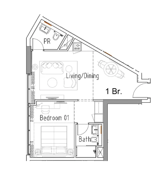Damac Hills 2 - Hotel Edge by Rotana 1 bed floor plan, 555 sqft