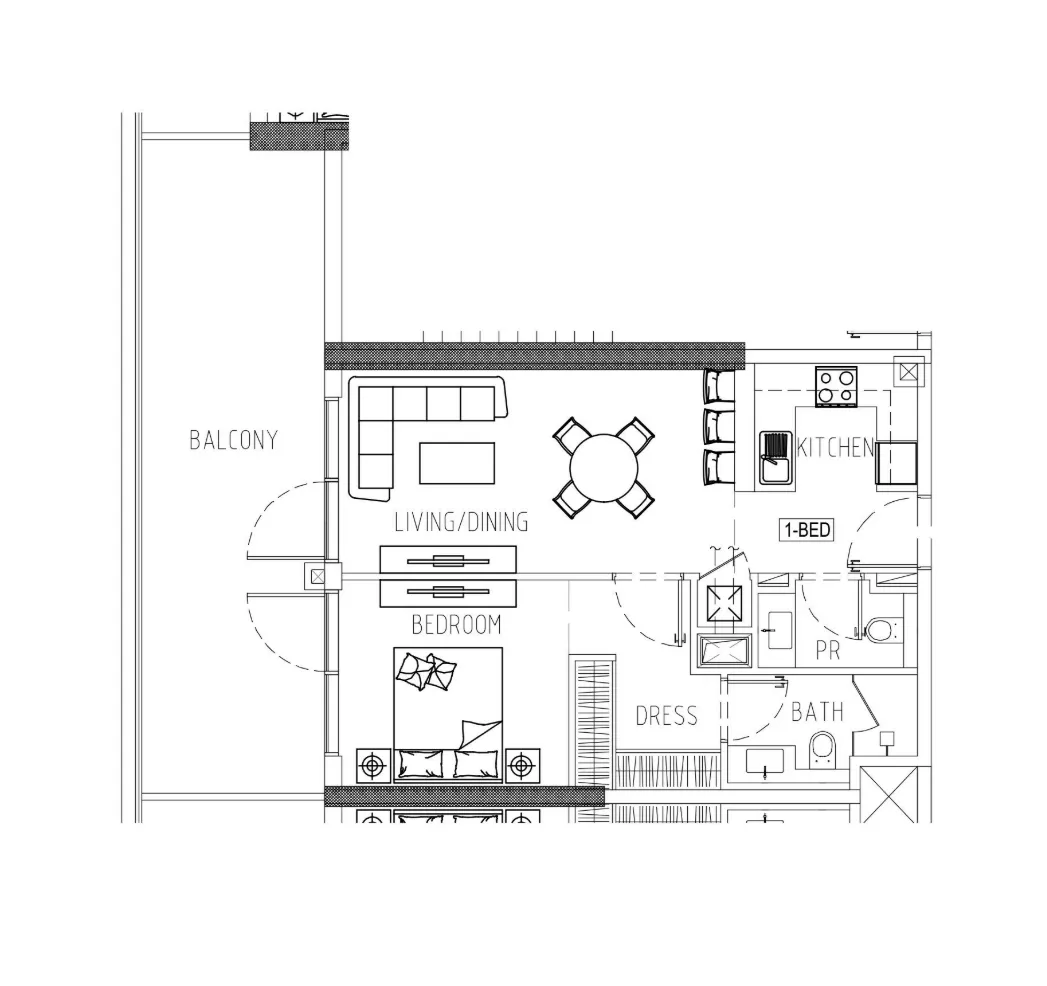 Damac Riverside Views 1 bed floor plan, 896 sqft