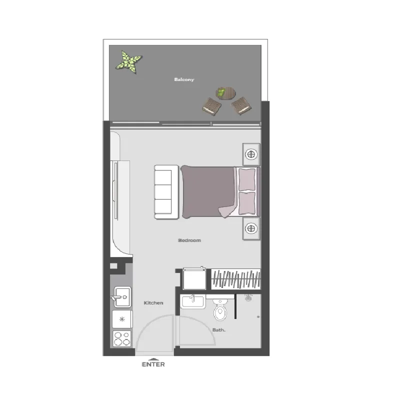 Arib Collection Studio floor plan, 475 sqft