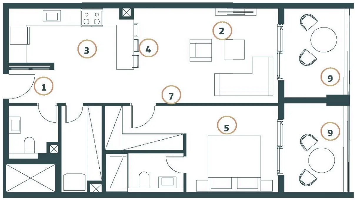 Whitestone Residences 1 bed floor plan, 830 sqft