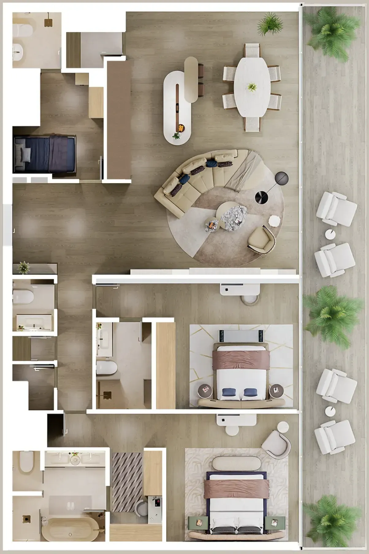 Mandarin Oriental Residences 2 bed floor plan, 2,201 sqft