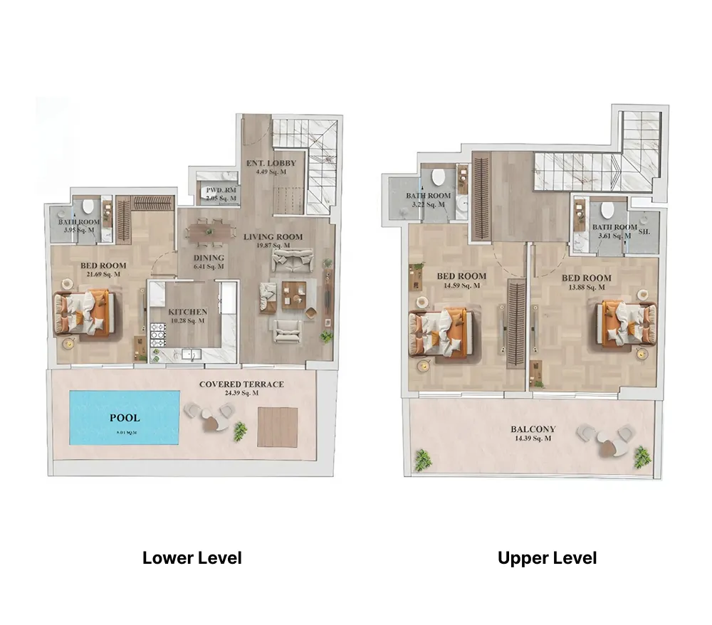 Lincoln Star Residence 2 3 bed floor plan, 2,030 sqft